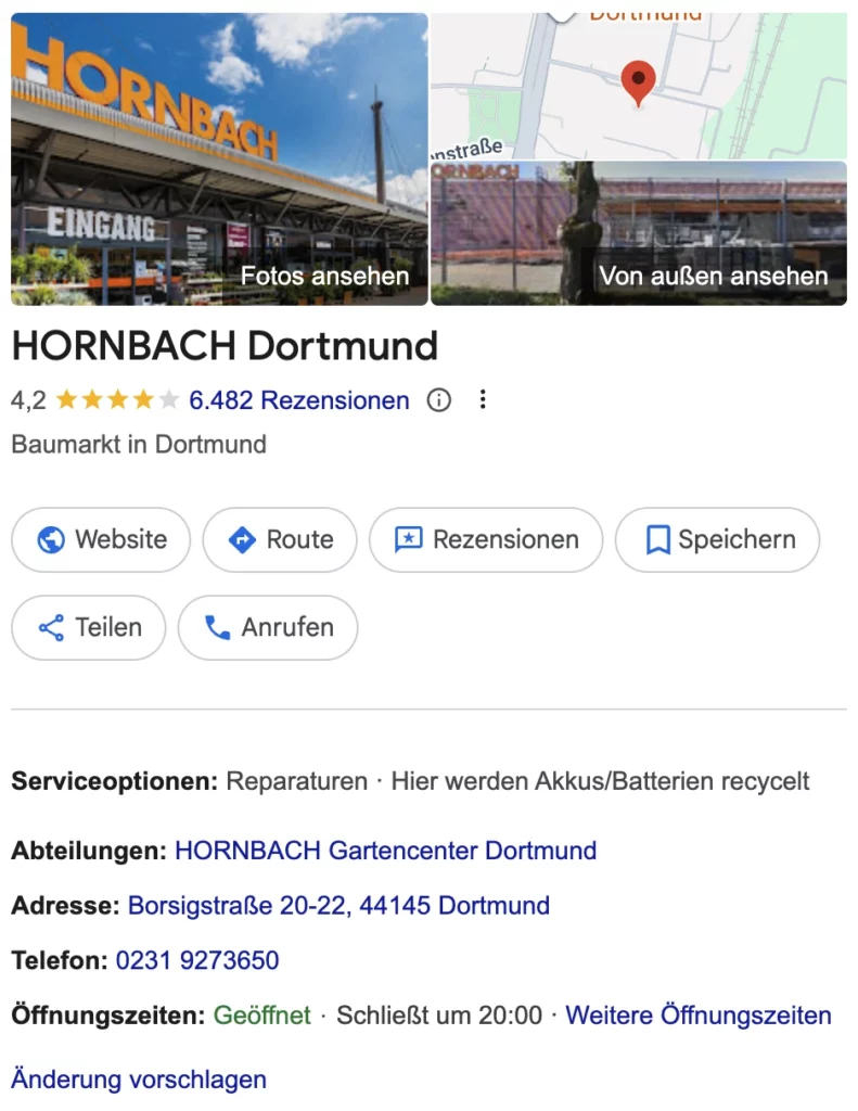 Google My Business von Hornbach
