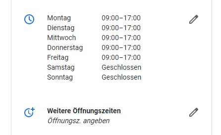 Alternative Öffnungszeiten einfügen