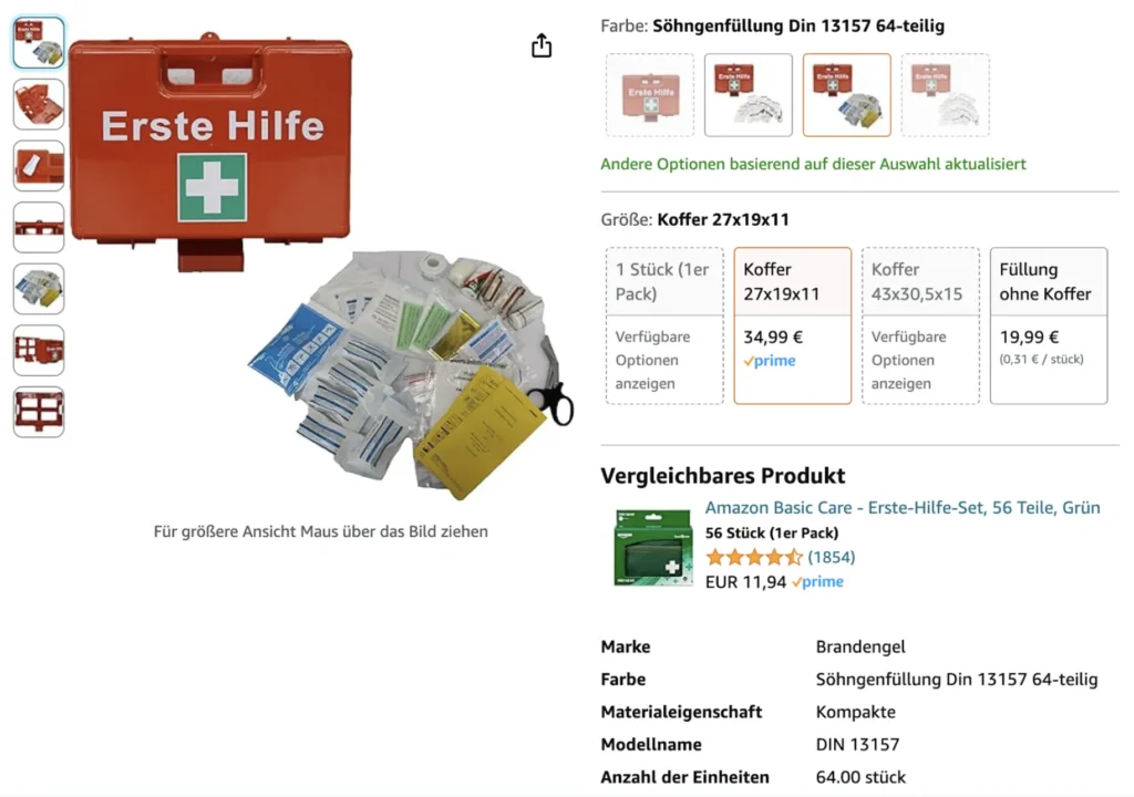 Produktdarstellung auf Amazon ohne Bullet Points
